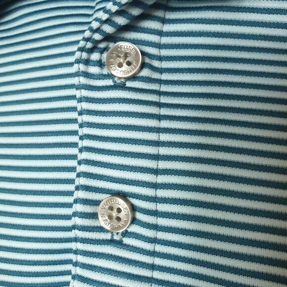 Van Heusen Mens Polo L Blue Striped Classic Fit Performance Short Sleeve Golf - Picture 4 of 6